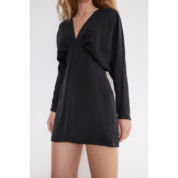 NWT Zara Satin Effect Pleated Dress - Picture 1 of 9